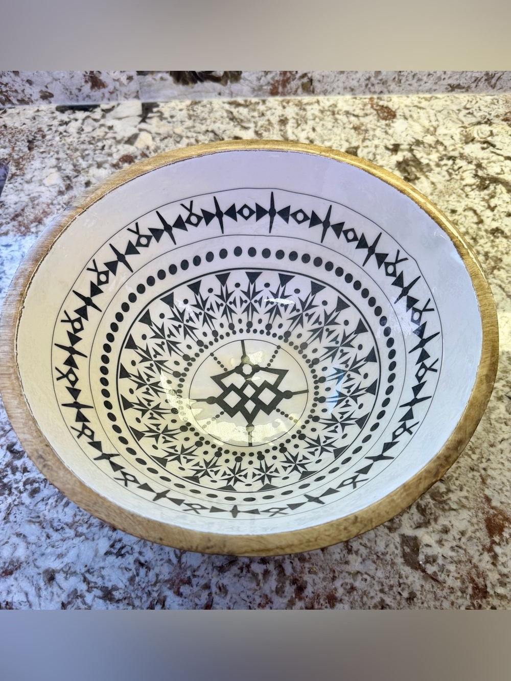 Melamine lined wooden bowl